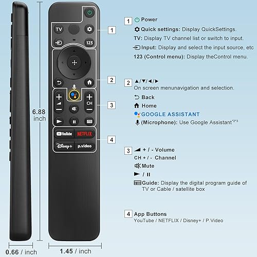 Vista 21 de Universal para Sony TV Control Remoto Reemplazo Compatible con Sony Bravia Smart LCD LED HD TVs RMT-TX100U