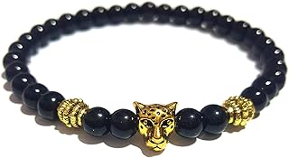 Bracelet Beaded Black Cheetah Head of Elegance.O.K.M