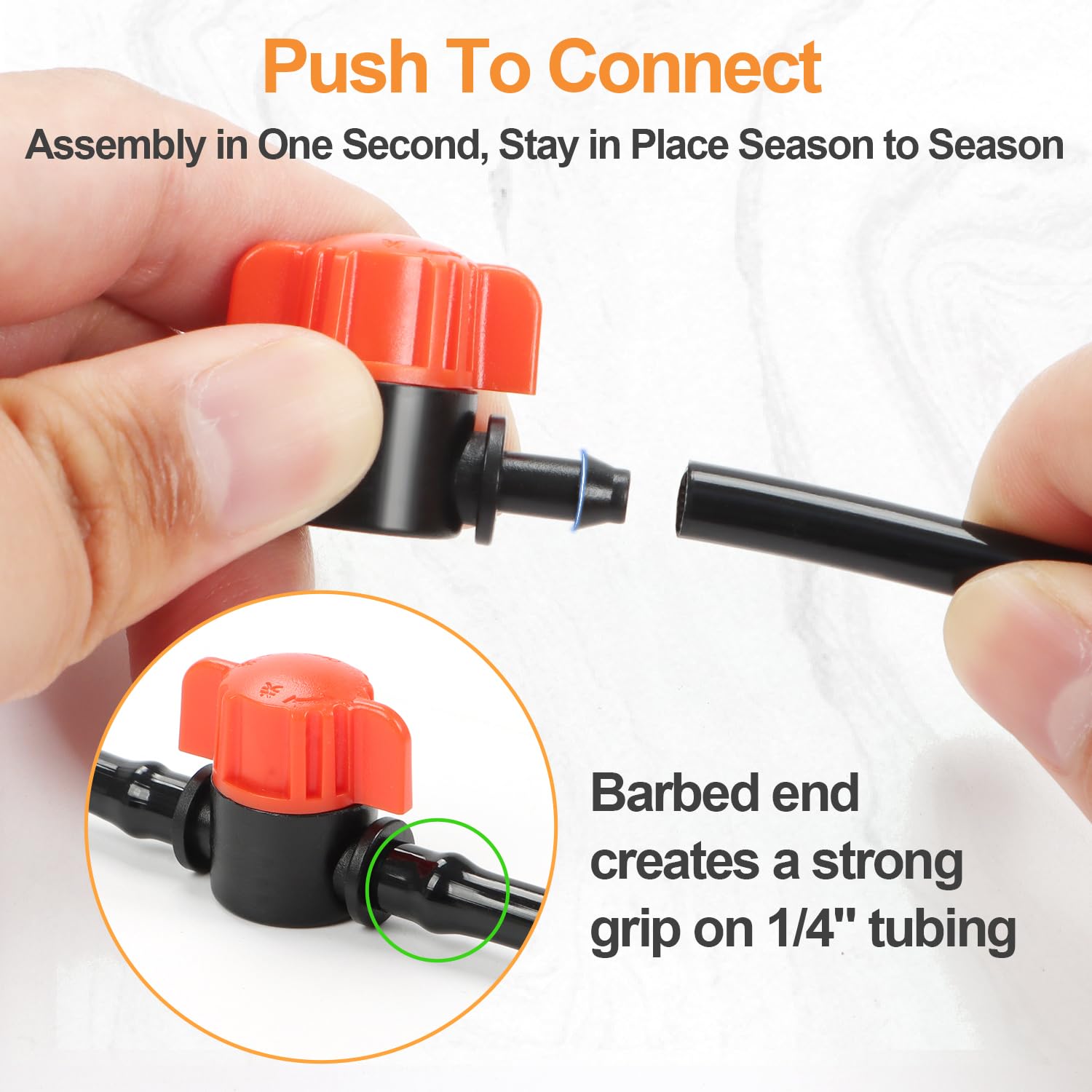 30 PCS 1/4 Inch Drip Irrigation Shut Off Valve: 1/4" Drip Line Barbed Valves Fittings for 1/4 Inch Drip Irrigation Tubing Water Flow Control for Garden Watering System image 5