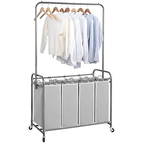 STORAGE MANIAC Laundry Sorter with Hanging Bar, Portable, Removable Laundry