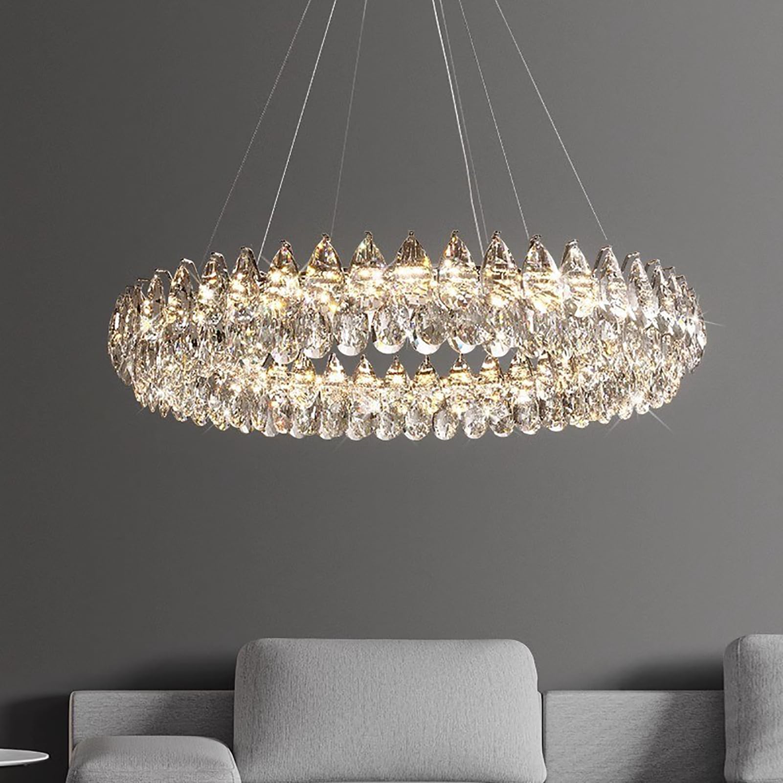 Lampe suspendue à intensité variable lustre cristal 50cm