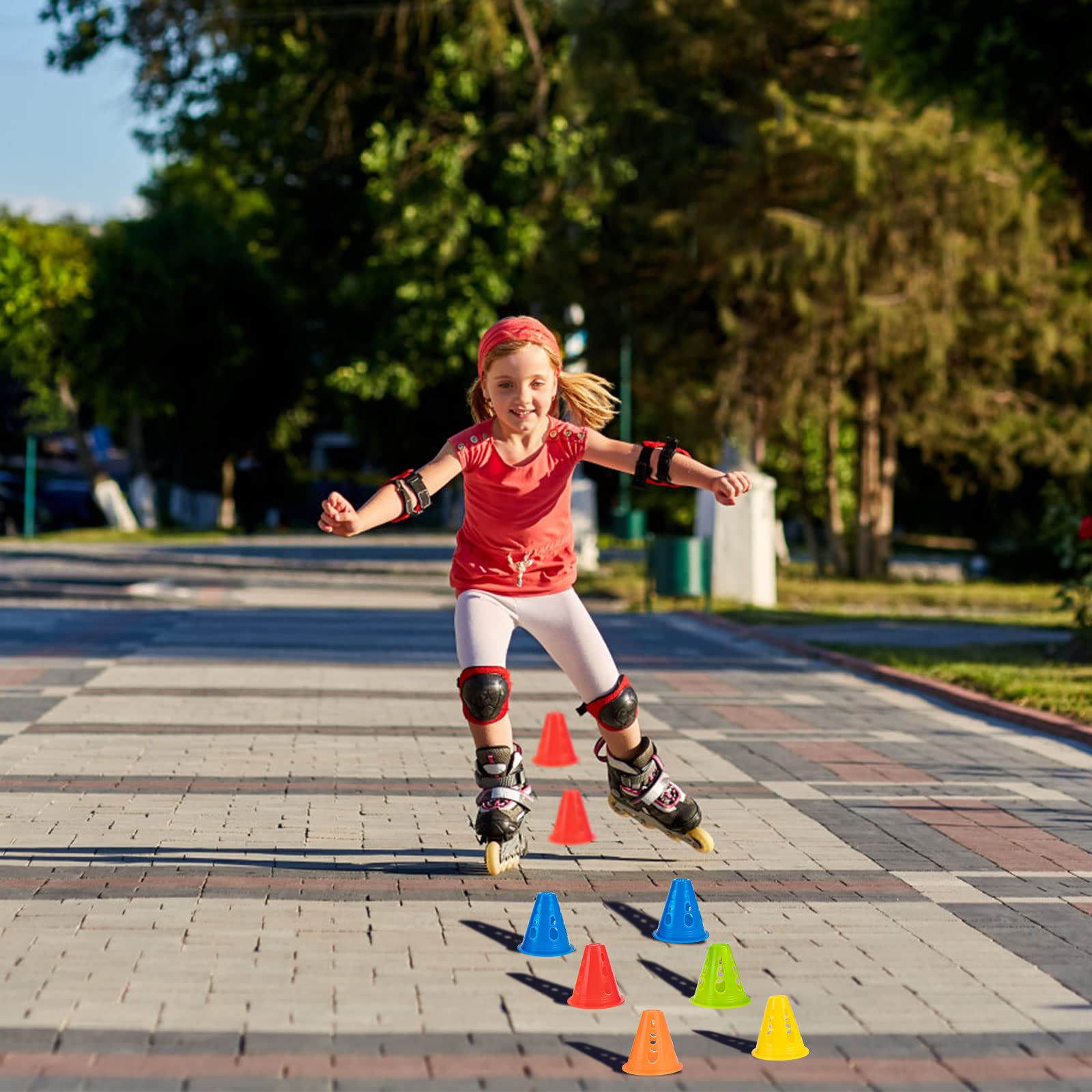 Lot De 20 Cônes D’entraînement Souples En PE – Multicolores, 7,8 Cm – Pour Patinage, Football Ou Parcours De Coordination