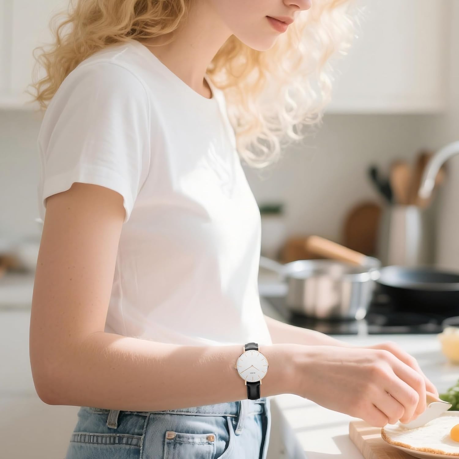 BUREI Womens Fashion Gold Stainless Steel Mesh Watch Analog Quartz Waterproof Ladies Watch Dainty Bracelet Wristwatch for Women,Gifts for Girlfriend - Image 6