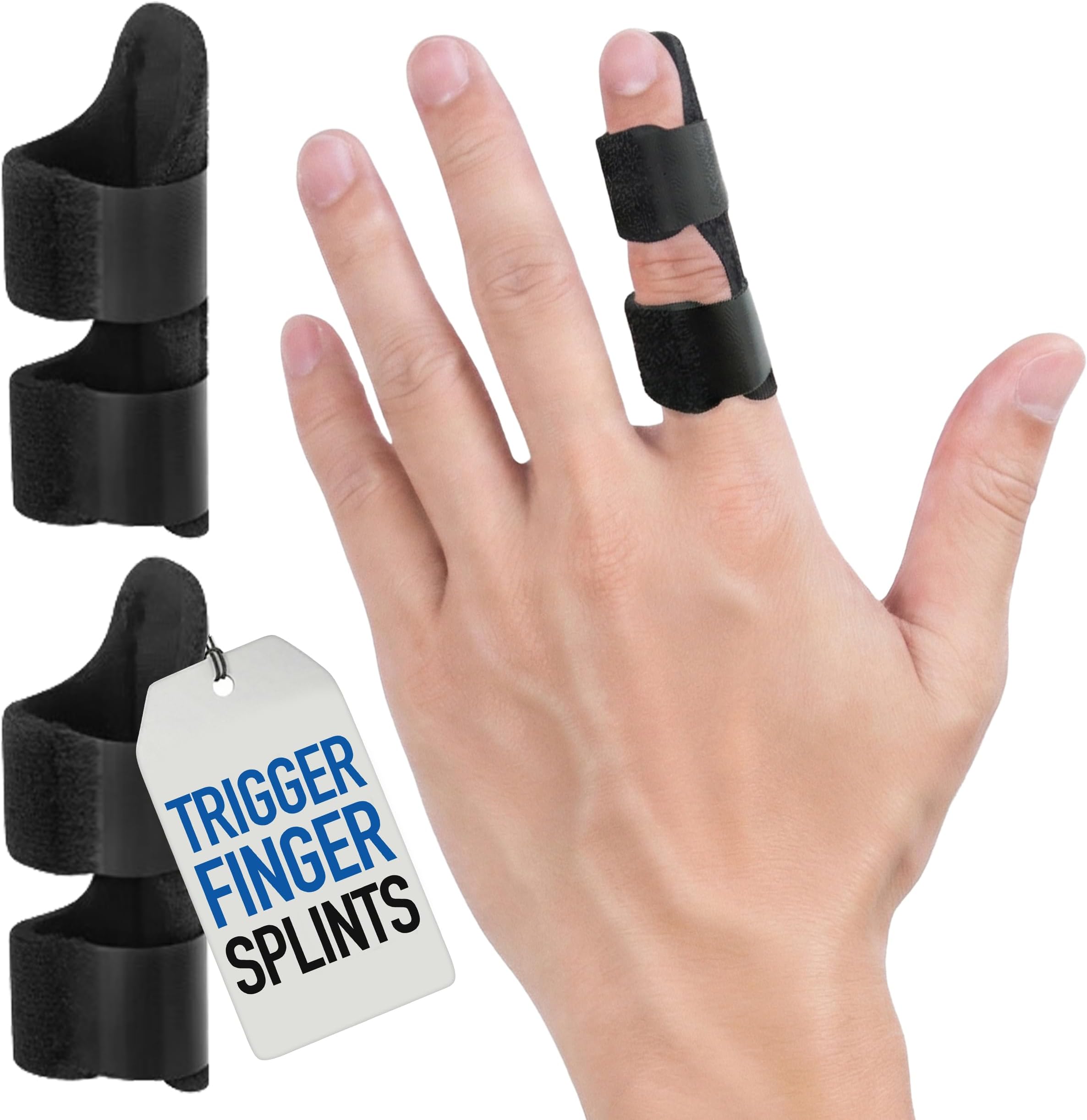 Trigger Finger Splint Finger Brace | Index Middle Ring Broken Pinky Fingers Splints | Arthritis & Tenosynovitis Pain Relief | Mallet Brace Straightener Immobilizer l Thumb Guard Protector | 2 PACK