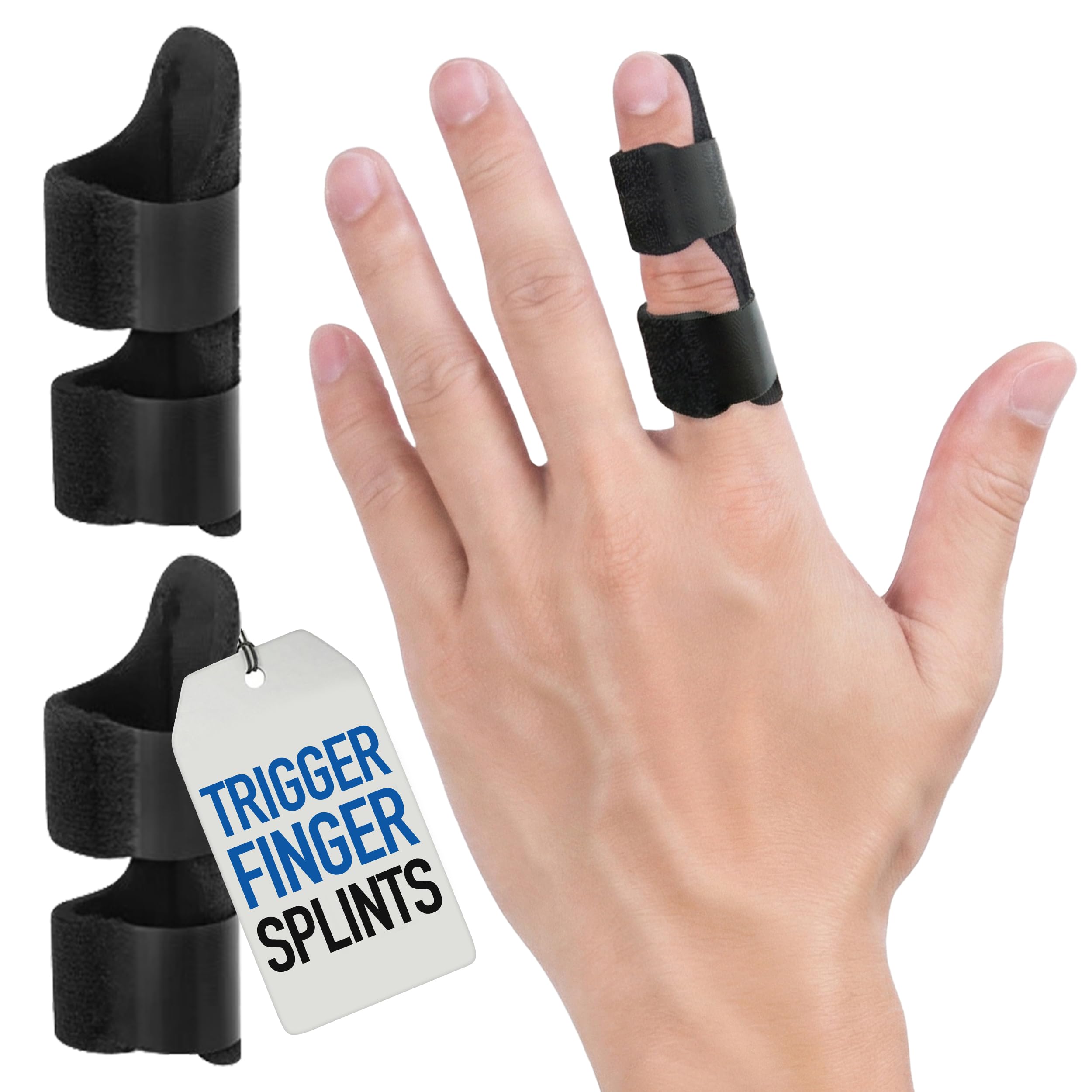 Trigger Finger Splint Finger Brace | Index Middle Ring Broken Pinky Fingers Splints | Arthritis & Tenosynovitis Pain Relief | Mallet Brace Straightener Immobilizer l Thumb Guard Protector | 2 PACK