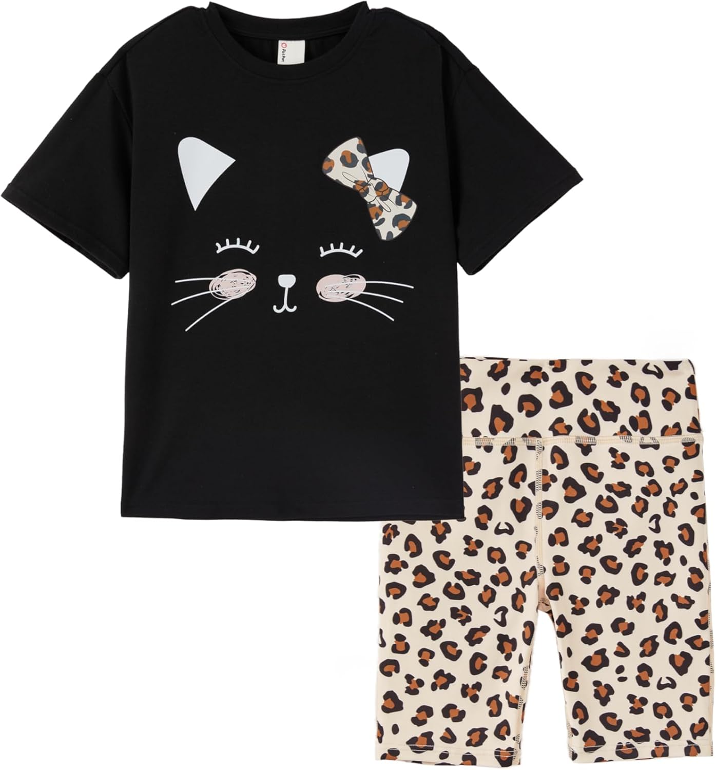 PATPAT Girls Summer Outfits Size 4-14 Years Graphic Print T-Shirts and Biker Shorts 2 Piece Outfit Kids Cute Clothing Sets