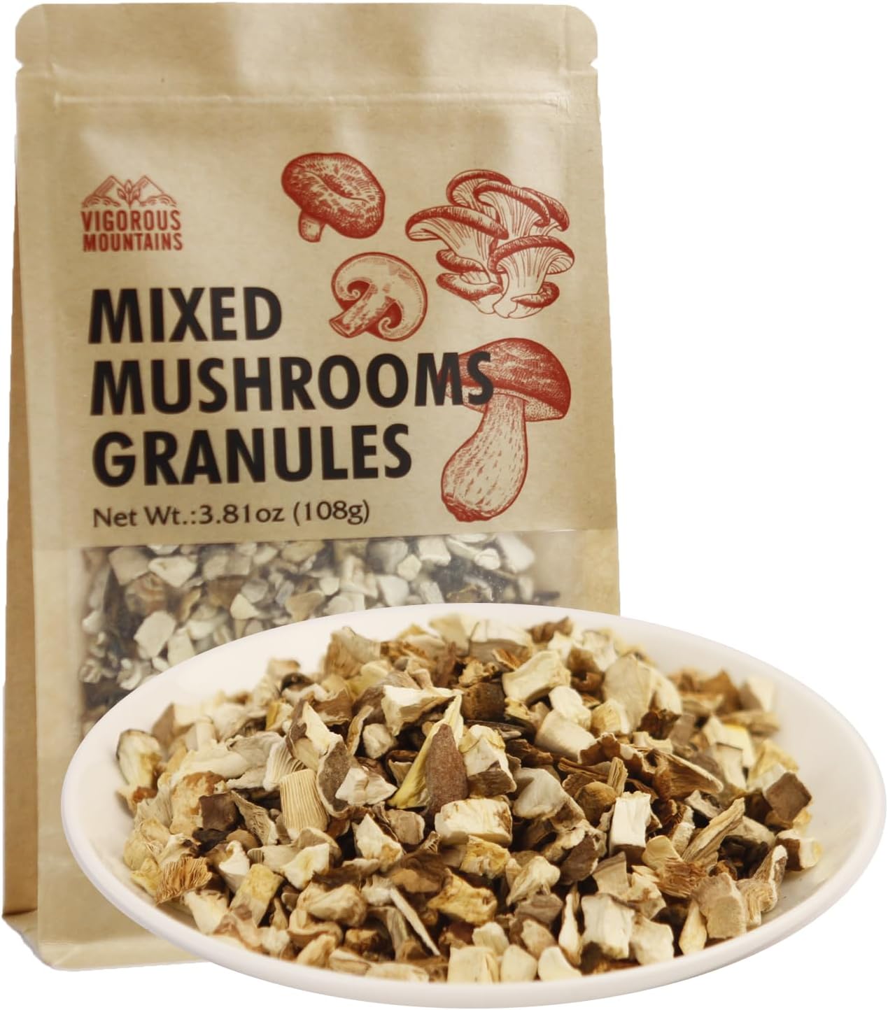 Dried Assorted Mushrooms Granules for Cooking Including Shiitakes Champignon Porcini Oyster Culinary Mushrooms 108g