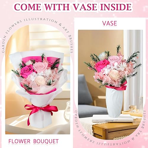 Miniatura 3 de Oso de musgo de rosa preservada con 100 collares "I Love You", regalos para mujeres, novia, esposa, mamá, abuela, Navidad, San Valentín, día de la