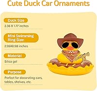 Vista 2 de wonuu Decoración de pato de goma para automóvil, accesorios de decoración de tablero de instrumentos de vaquero occidental con mini anillo