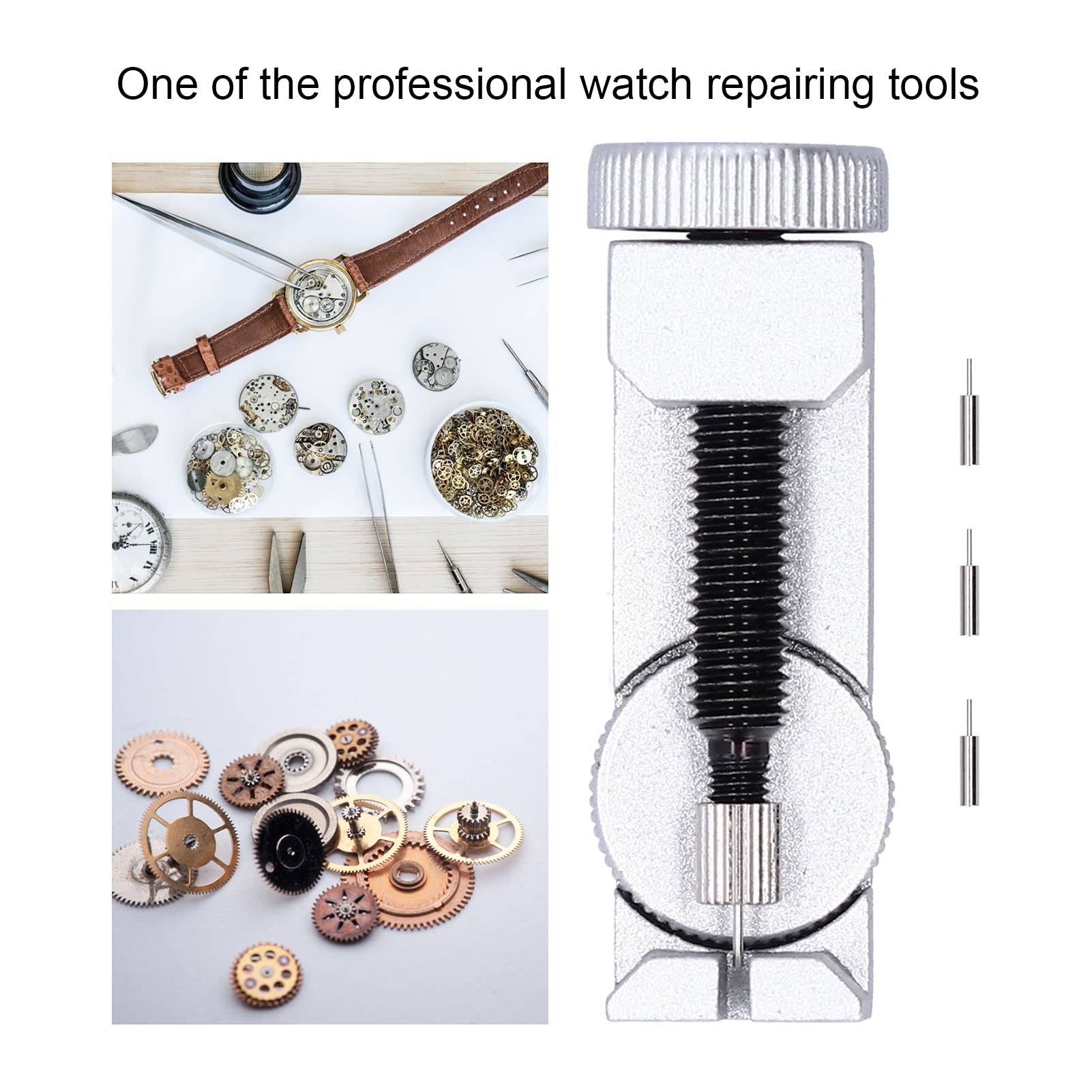 Kit de reparación de Relojes, removedor de eslabones de Reloj Ajustable, ajustador de Correa de Reloj de Acero, Herramienta de reparación de Relojes con 3 Pieza