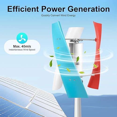 Miniatura 2 de Kit generador de turbina eólica 400 W 12V 3 aspas vertical espiral generador de turbina eólica Kit generador de turbina de viento freno