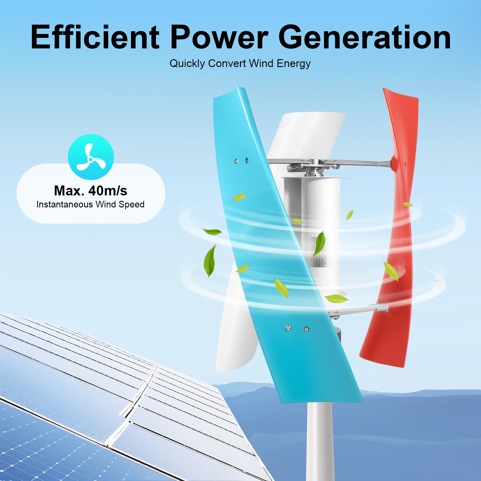 400 W 12 V turbina eolica, generatore automatico di turbine eoliche verticali da giardino con controller, turbina eolica a spirale a basso rumore, generatore di energia eolica a 3 fogli per barche