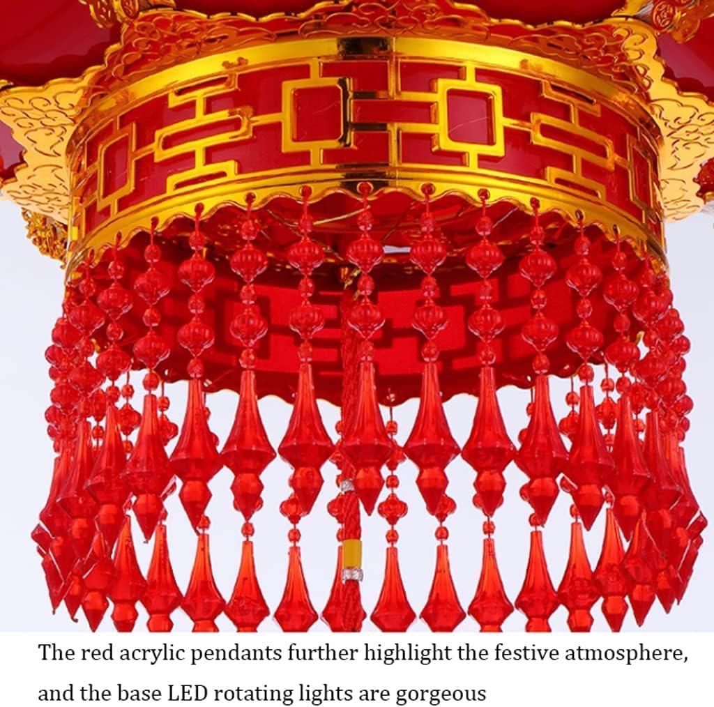 LIOONS Chinese Lanterns,fu Character Led Lantern,Acrylic Lampshade 360°Rotating Hanging Lantern,Paper Lantern Lamp