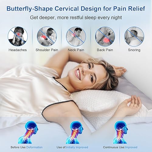 Miniatura 5 de Almohada cervical para dormir de lado y de espalda, almohadas cervicales de espuma viscoelástica para aliviar el dolor de cuello, almohada