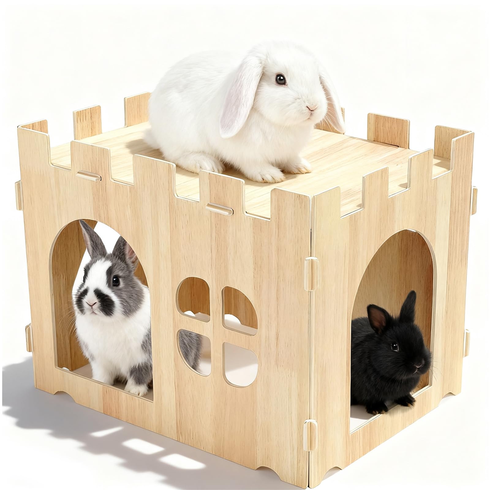 Gran casa de conejo, juguete de conejo desmontable casa de juegos para hámster casa de animales pequeños para interior adulto conejo cobayas chinchilla hábitat