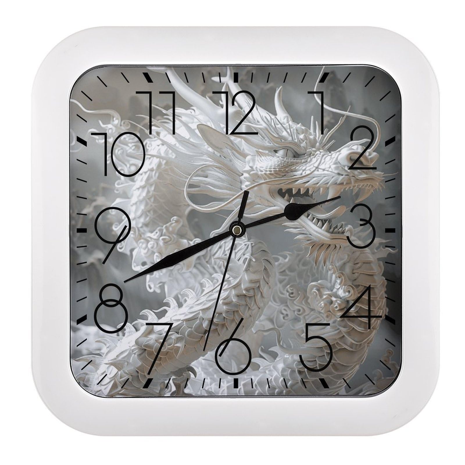 Horloge murale silencieuse style dragon blanc design moderne unique