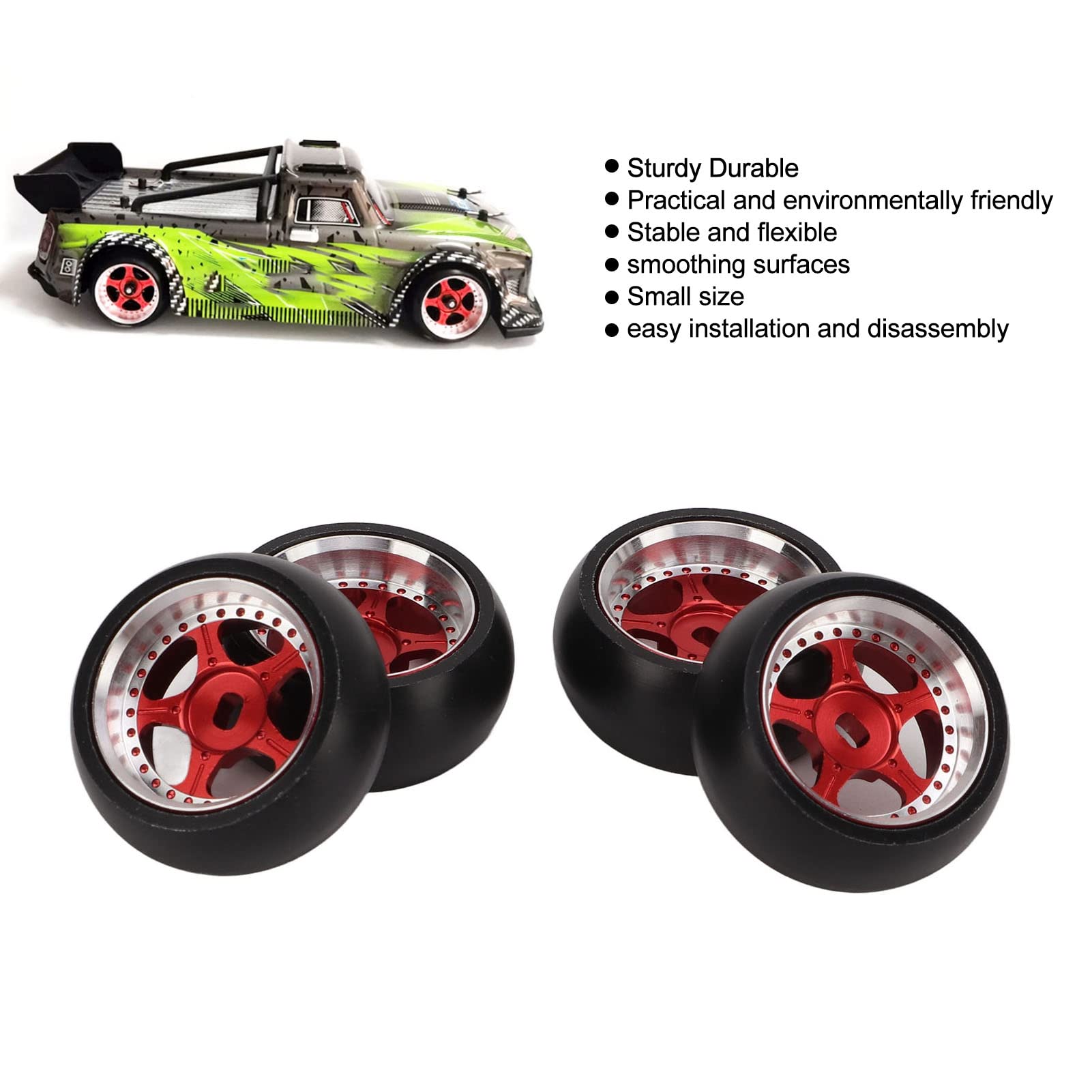 Fdit Pneus de dérive de voiture 1/10 RC 4 pièces RC 6 rayons jantes en