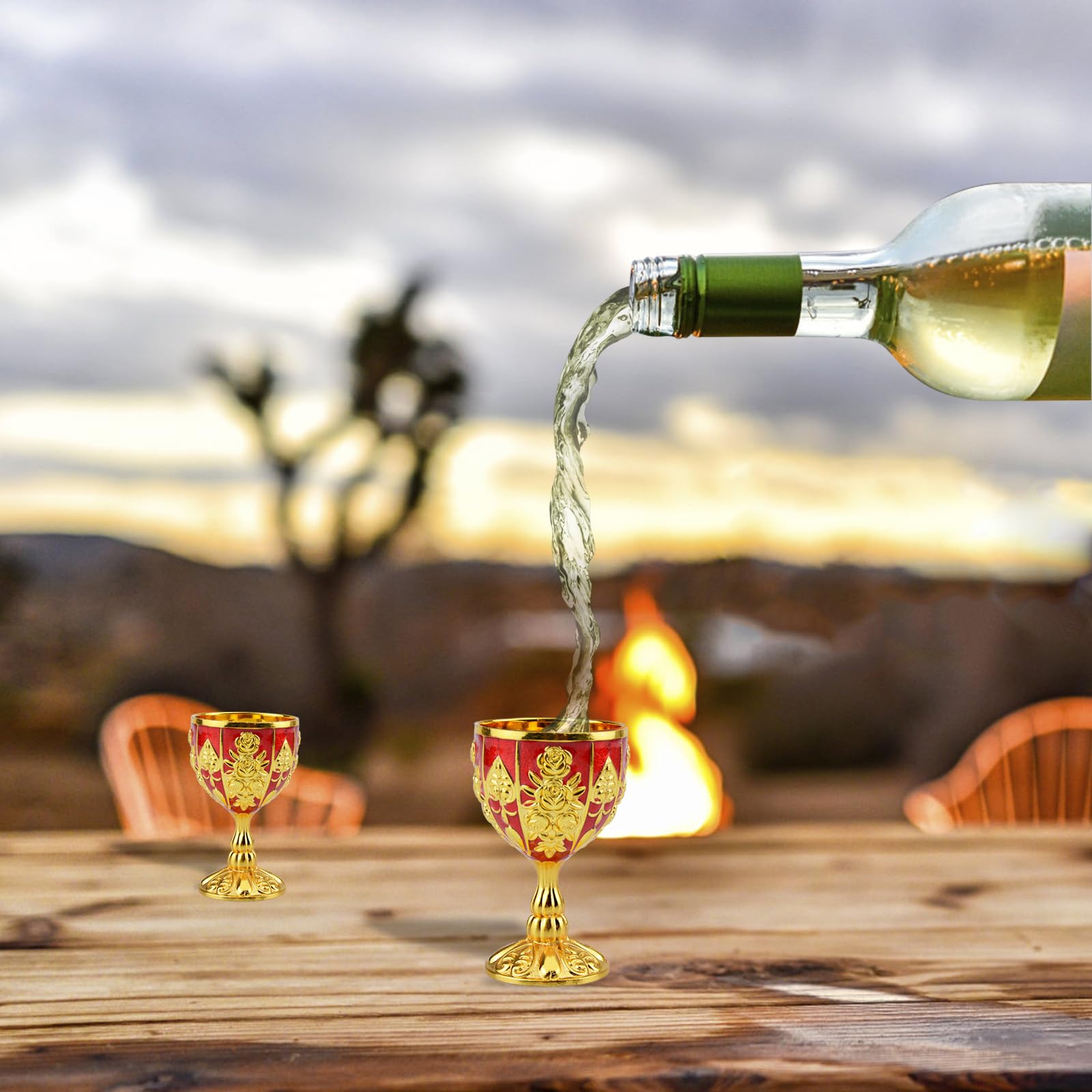 Leadigol 2-Piece Brass Goblet Set – Vintage Chalice Style Drinking Glasses