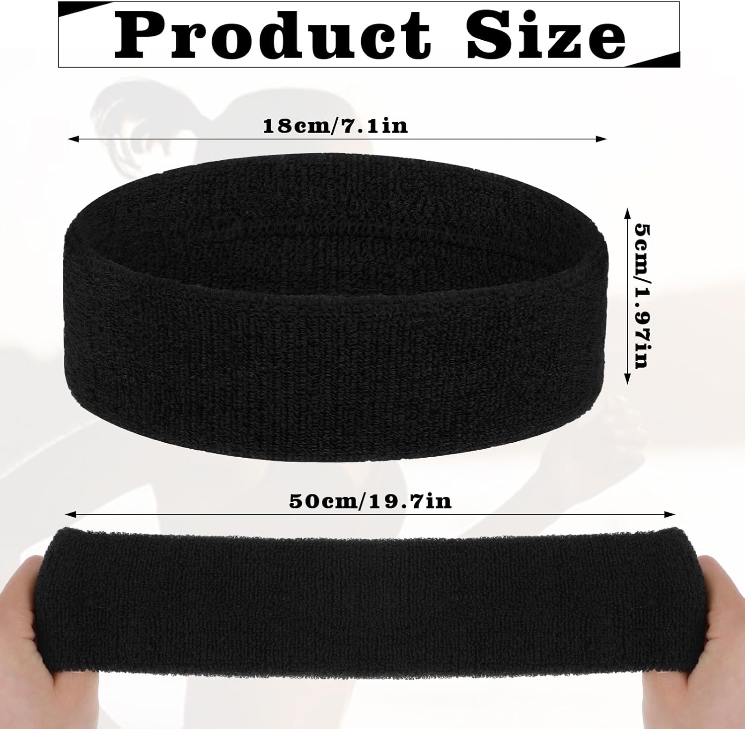 4PCS Sweat Band, Black Sweatbands Sport Headband for Men Women Polyester Moisture Wicking Head Band for Athletic Exercise Running Tennis Basketball Yoga Fitness Working Out - Image 2