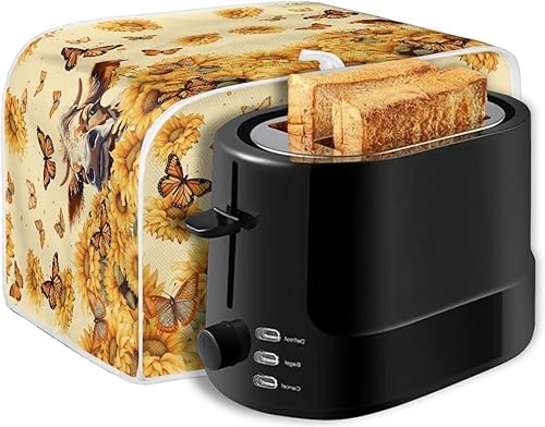 Miniatura 7 de Baxinh Cubierta para tostadora con estampado de mariposas y girasoles para antipolvo y huellas dactilares, electrodomésticos pequeños de cocina,