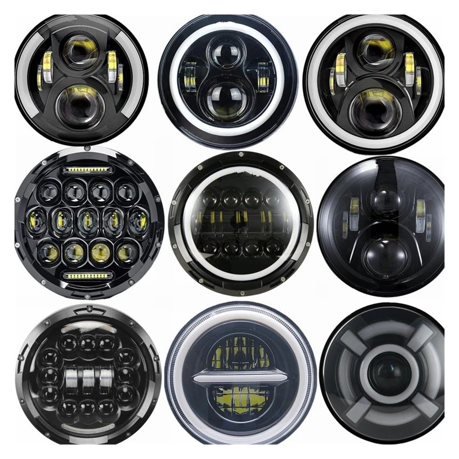 Projecteur Principal Phare LED 7 Pouces Pour Jeep Pour Wrangler TJ LJ JK, Feux Route/croisement H4 Avec Anneaux Lumineux Et Feux Jour (DRL) Feux avant auto(90w Halo light Black T)