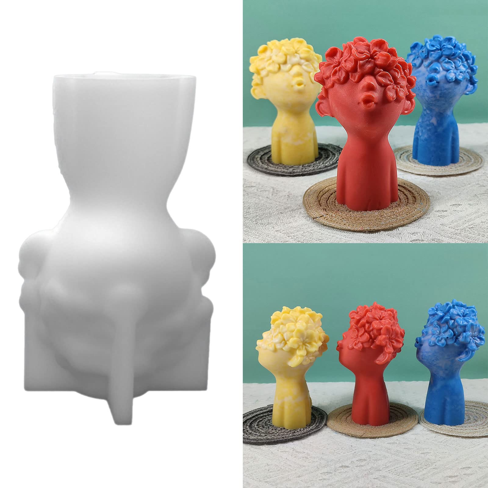 Moule à bougie fait à la main, en silicone, réutilisable, figurine mignonne, pour bougie parfumée, aromathérapie, poupées artificielles en silicone pour résine