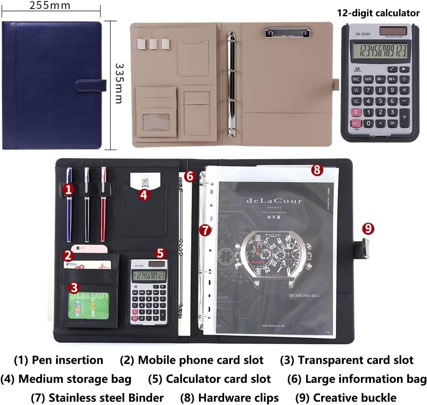 Etui Do Pisania A4, Skórzany Futerał Konferencyjny, Futerał Na Dokumenty Z Zamkiem Błyskawicznym, Wodoodporna Teczka Z Segregatorem, Schowek, Notatnik, Teczka Portfolio Na Spot, Pink 2