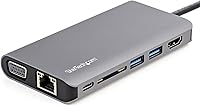 Vista 2 de StarTech.com USB C Multiport Adapter - USB-C Mini Travel Dock w/ 4K HDMI or 1080p VGA - 3x USB 3.0 Hub, SD, GbE, Audio, 100W PD Pass-Through