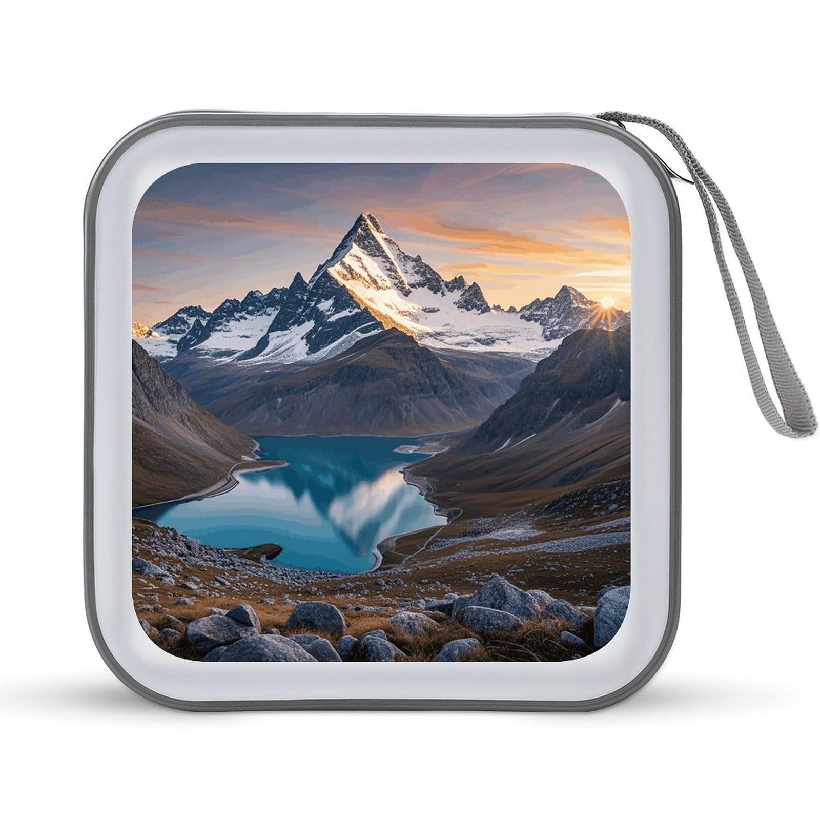 FekiLoot Sunrise Mountain CD Case 40 Capacity DVD Case Holder Hard Plastic DVD Disc Storage Binder for Car Portable Zipper Disc Storage Organizer Wallet Bag for Home Travel