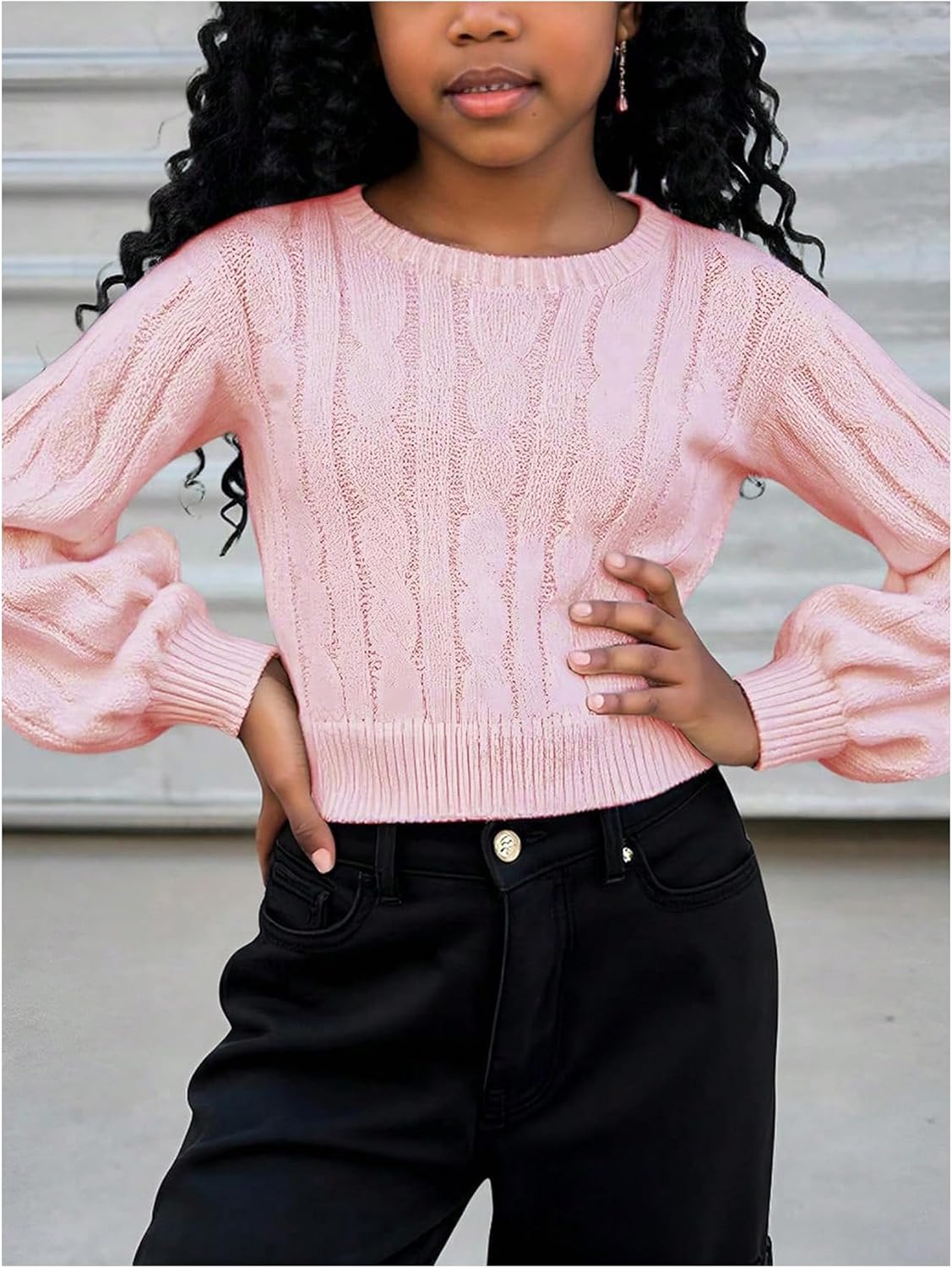 Girl's Cable Knit Fall Sweaters Long Sleeve Crewneck Sweaters Jumper Tops Knitwear Fall Outfits - Image 3