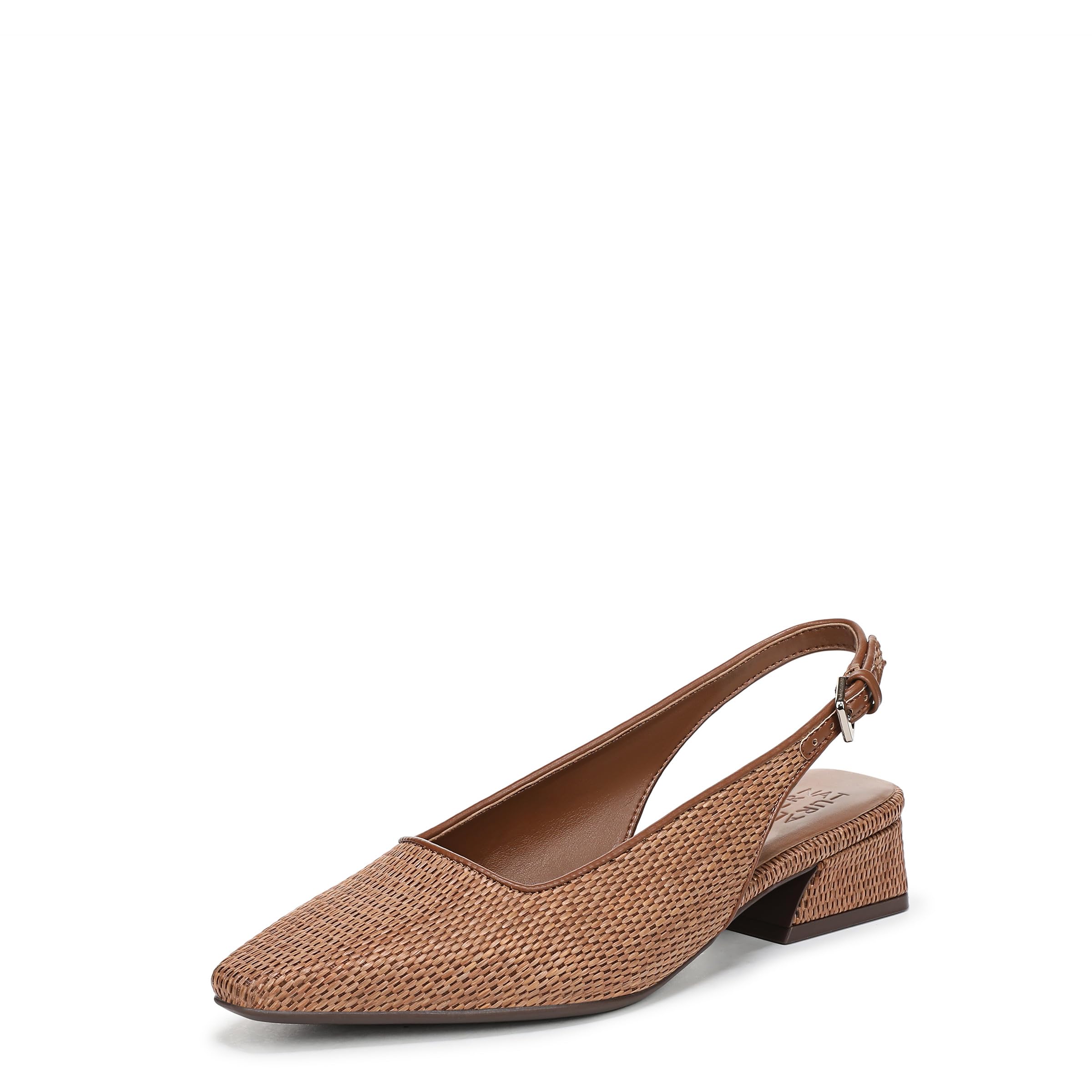Women's Ginger Snip Toe Slingbacks Pump, Walnut Brown Faux Raffia, 8 Wide-image-16