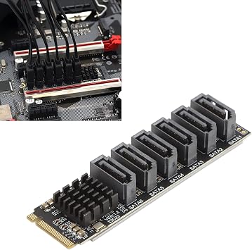 Estink M.2 to SATA3.0 Adapter Card, 6Gbps High Speed ASM1166 M.2 PCIE to SATA Expansion Card with Smart Indicator Computer Accessories, Hard Disk Supporting SATA Protocol