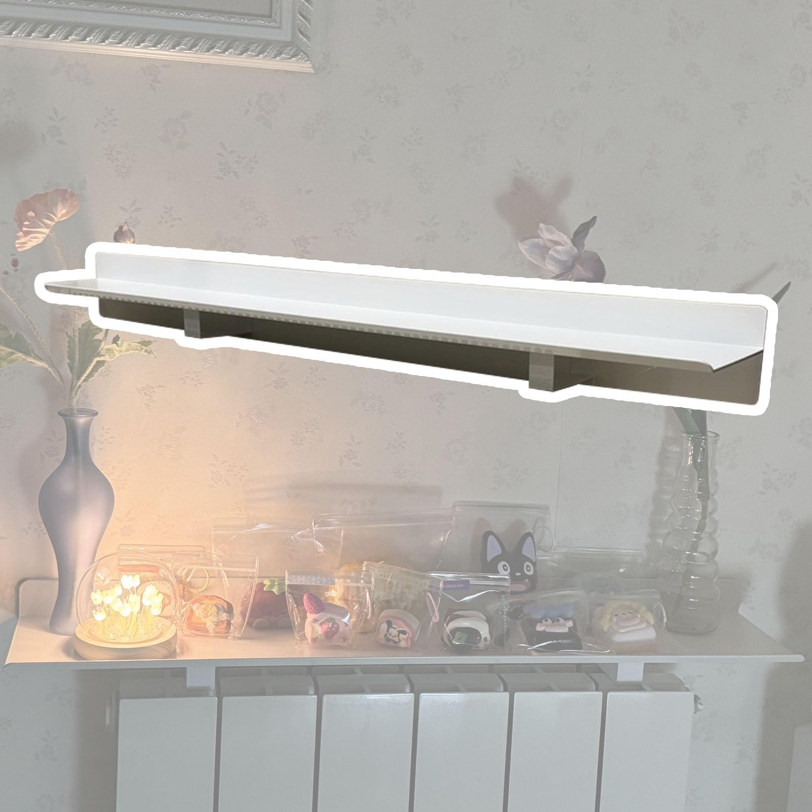 Étagère de radiateur sans perçage avec rangement mural en alu