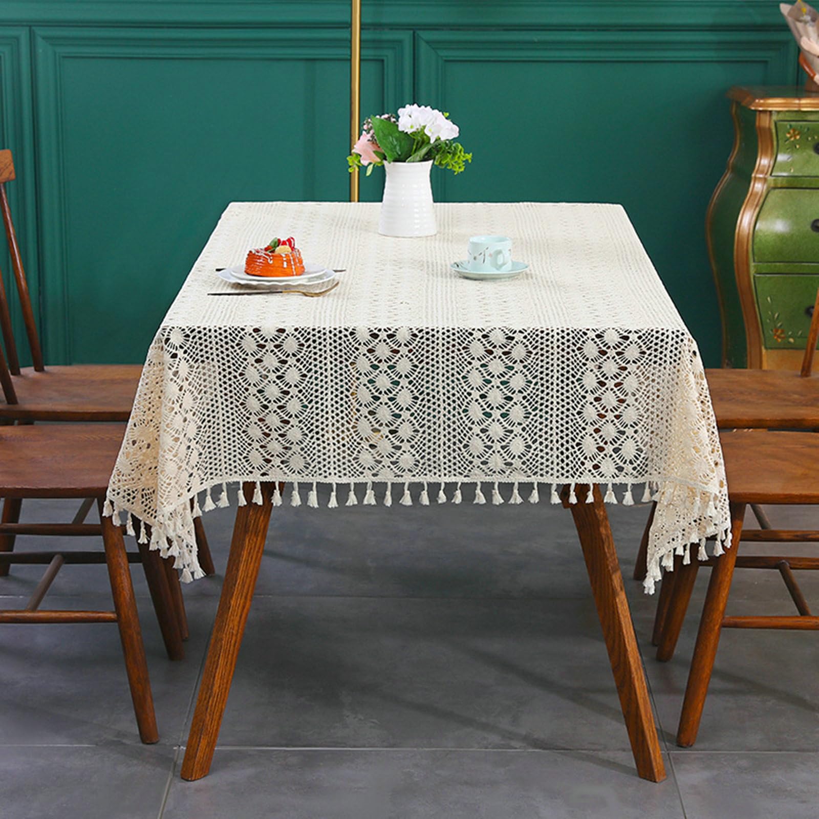 Nappe Table de Salon Rectangulaire, Nappe Beige 110x160cm