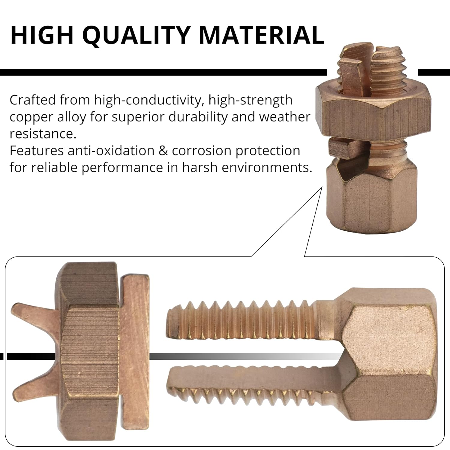 10PCS High-Strength Brass Split Bolt Connectors,TJ-16(6AWG-8AWG) Grounding Clamps for Secure Bonding to Bare Wires (Electrical,Grounding Applications)