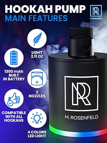 Miniatura 2 de Bomba de cachimba con batería recargable de 1300 mAh - Kit de bomba de aire eléctrica para cachimba con luz LED - Mini bomba de cachimba arrancador