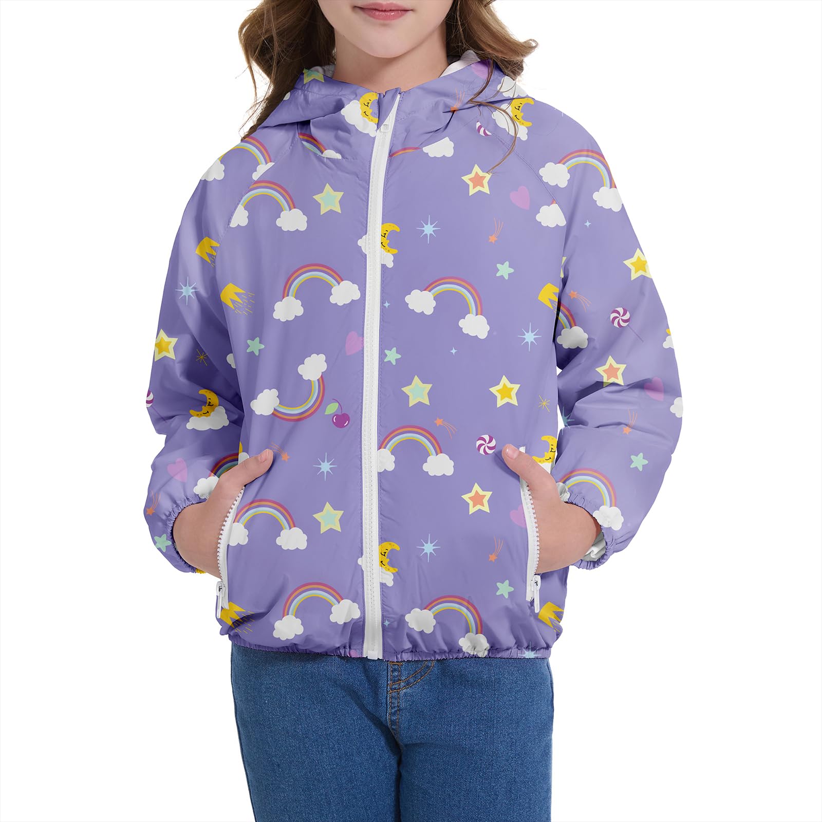 American Trends Chubasquero ligero impermeable para niñas, chaqueta cortavientos, talla 4-10 años