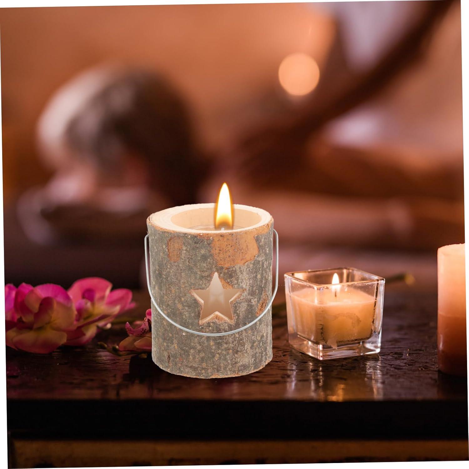 1pc Wooden Candle Holders Rustic Candlestick for Christmas Table Decor Unique Candleholder for Weddings Home Decoration and Festive Occasions