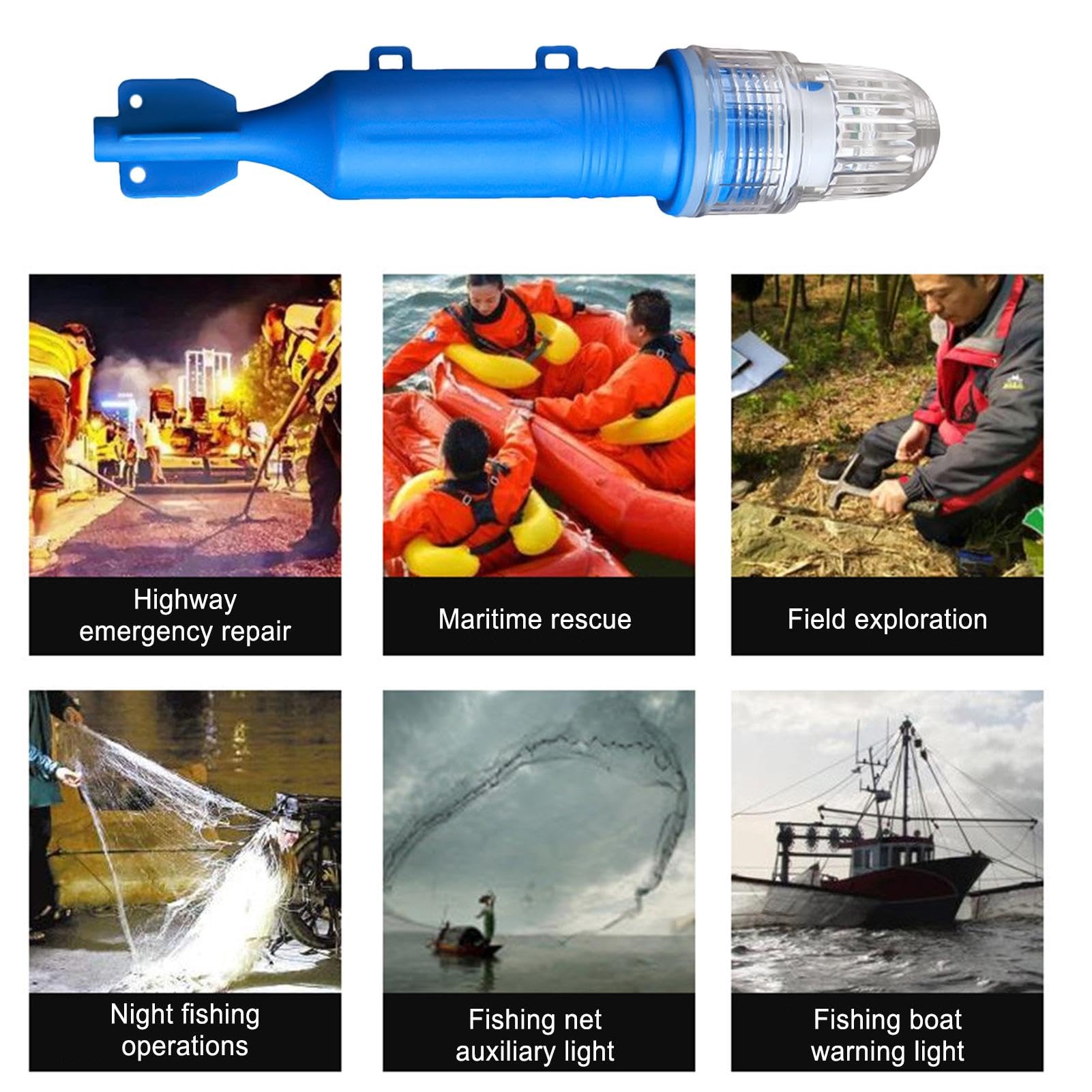 Luci stroboscopiche a LED, luci di sicurezza a LED, razzi di sicurezza, illuminazione multifunzionale, luci di segnalazione marine, luce faro per pesca notturna