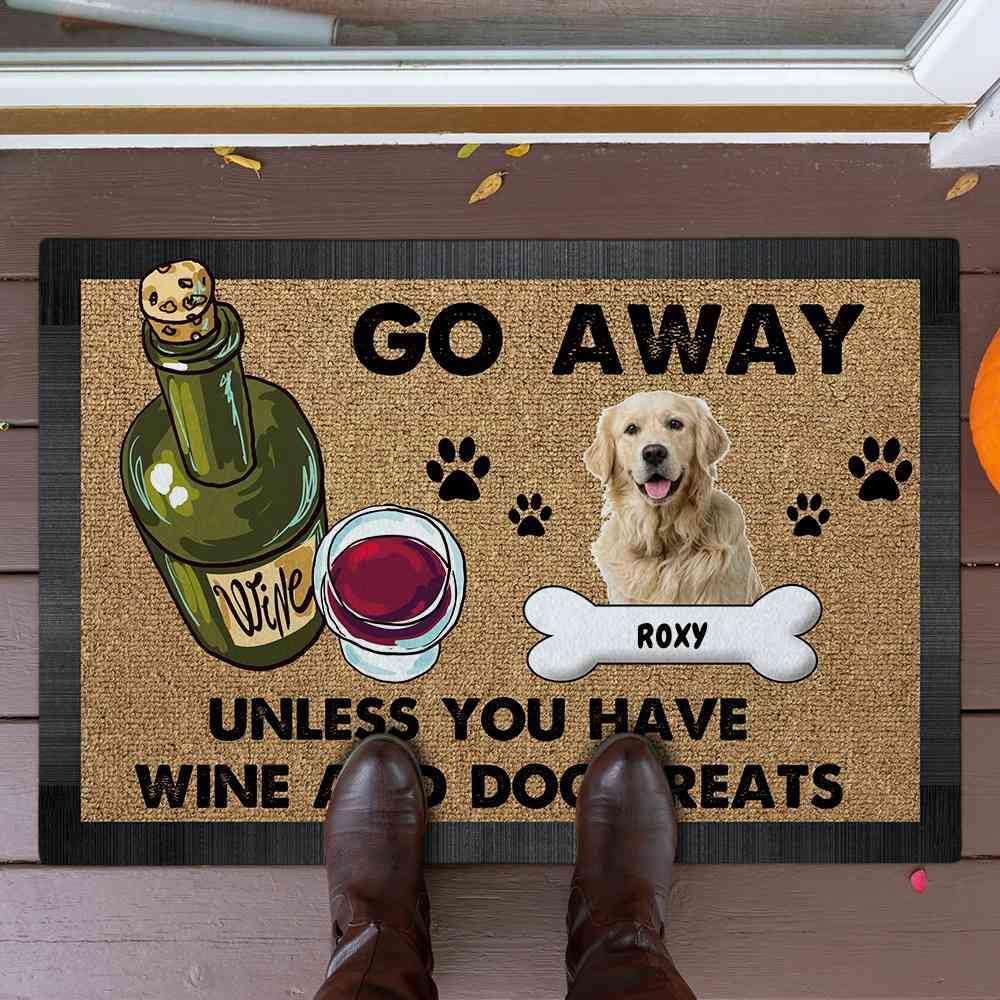 Personalized Labrador Doormat Funny Dog Welcome Decor Floor Mat for Front Door Entrance Go Away Unless You Have Dog Treats 27.5"x17.7"