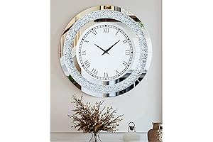 Crushed Diamond Wall Clock: Glamorous Mirror Clock Wall Art Decor