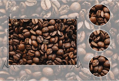 Miniatura 3 de Fondo de fotografía temática de cafetería, granos de café, fondo de sesión de fotos, 7 x 5 pies, para adultos y niños, decoración de fiesta de