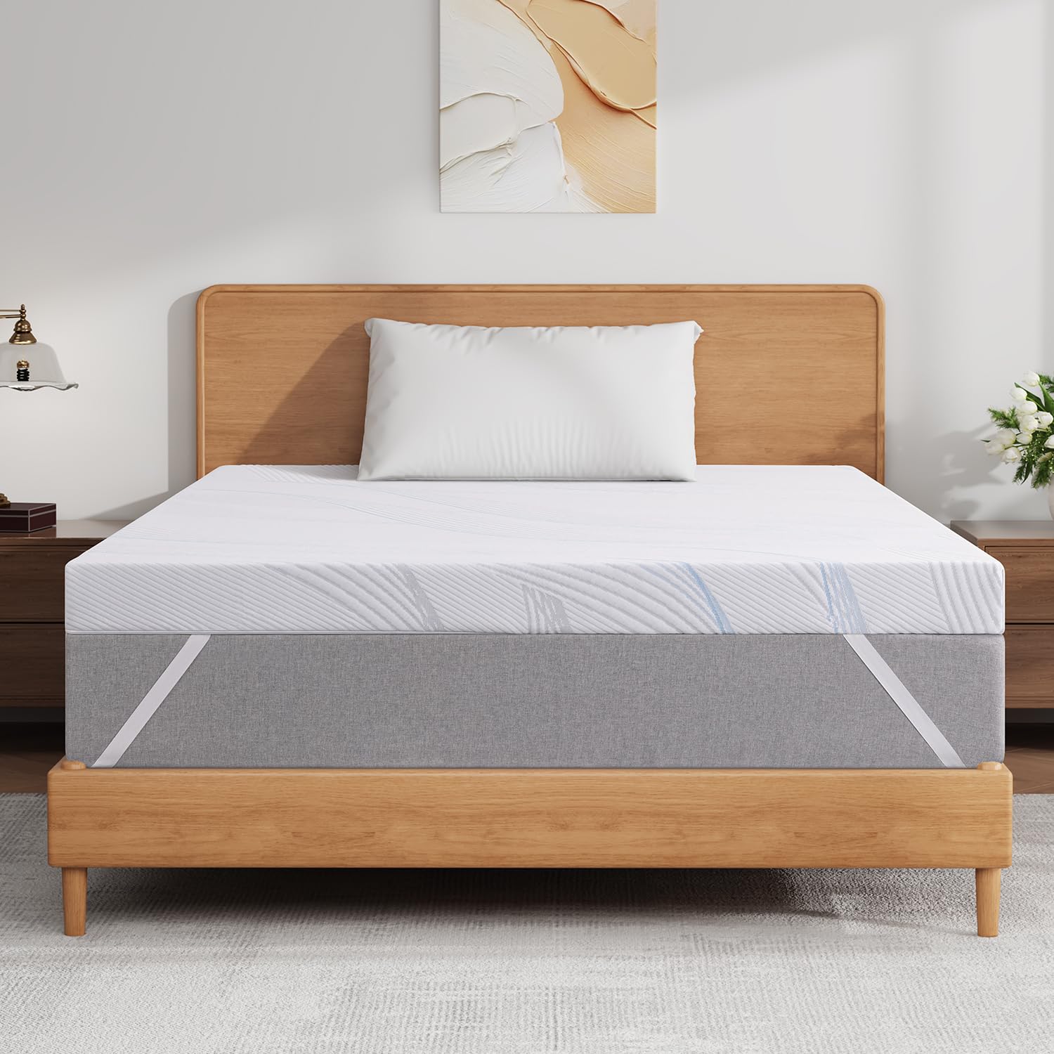 Surmatelas 140 x 200 cm, de qualité supérieure 140 x 200 cm, hauteur 7 cm, avec mousse à mémoire de forme en gel doux et couche de soutien confortable, respirante et lavable