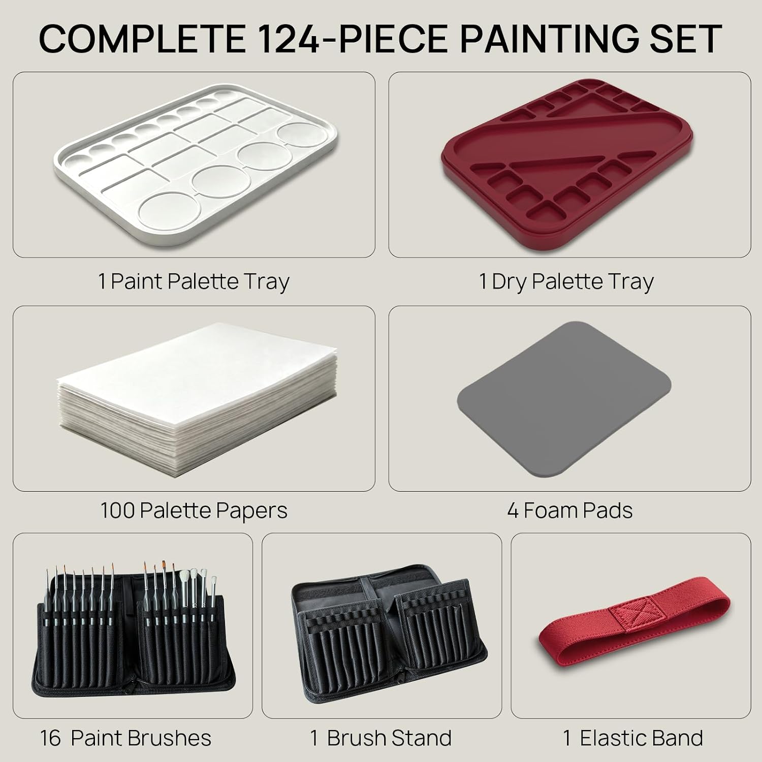ABEIER Miniature Painting Kit Stay Wet Palette 16 Brushes Drybrush Bag