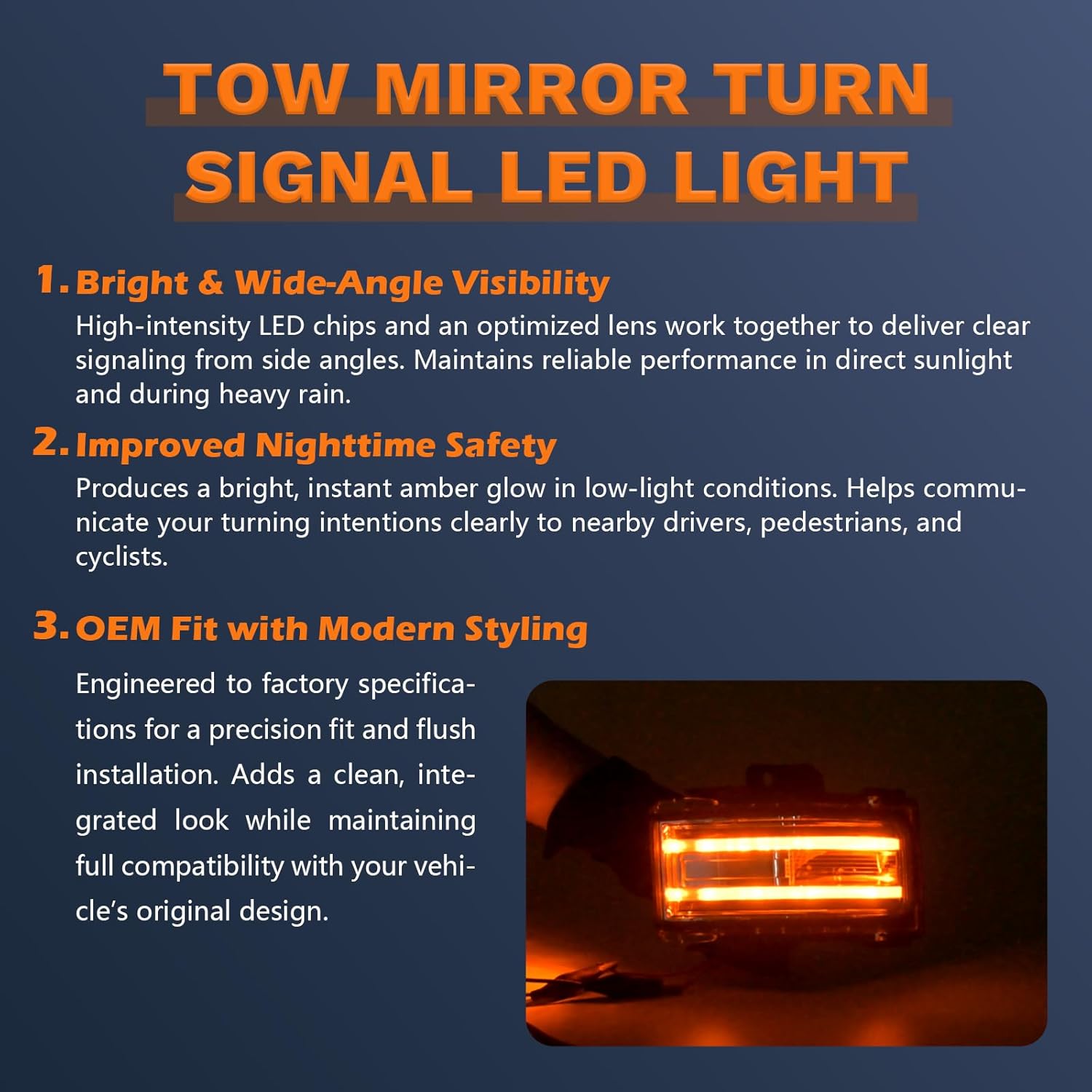 Tow Mirror Turn Signal LED Light Lamp Indicator Compatible with F250 F350 F450 F550 Super Duty 2017-2026 Replace HC3Z-13B375-A Passenger Right Side
