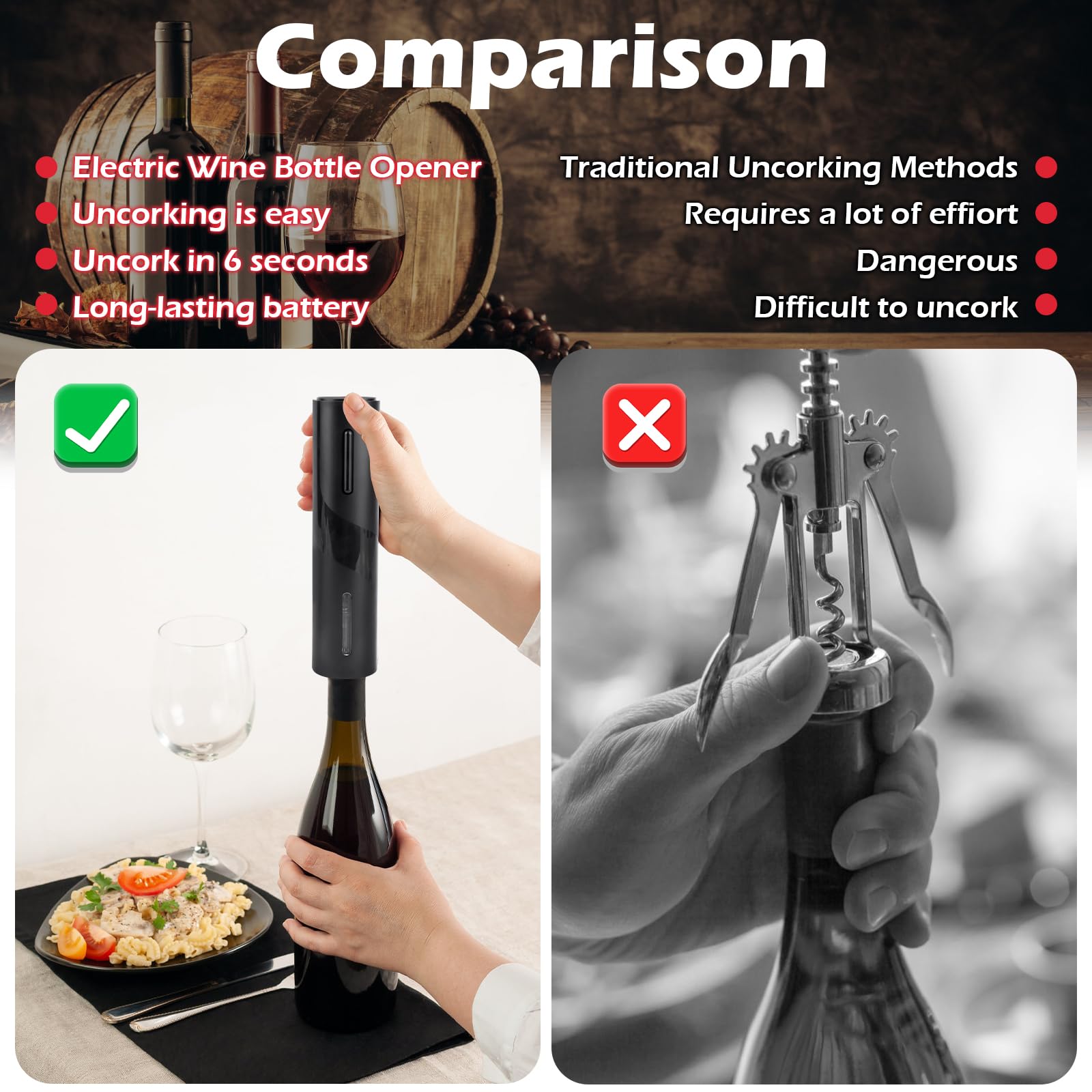 Cavatappi Elettrico Per Vino - Set 5 In 1 Con Tagliacapsule, Versatore E Tappo Sottovuoto