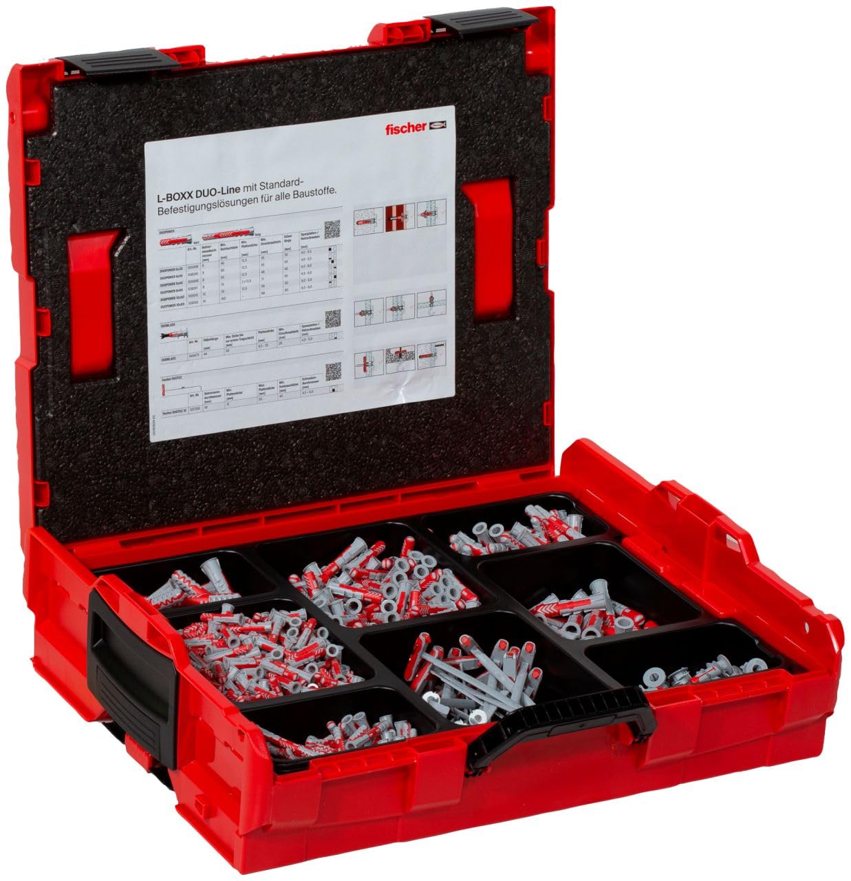 Fischer DuoLine L-Boxx 800 tlg. Sortimentskasten Aufbewahrungsbox Universaldübel Dübel Box Werkzeugkoffer Heimwerker