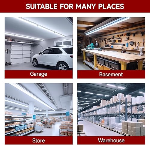 Miniatura 10 de Kihung Lámpara LED de tienda de 8 pies, forma de V T8, 6000 K blanco súper brillante, 9750 LM, 75 W, tira de luces enlazables para garaje, taller,