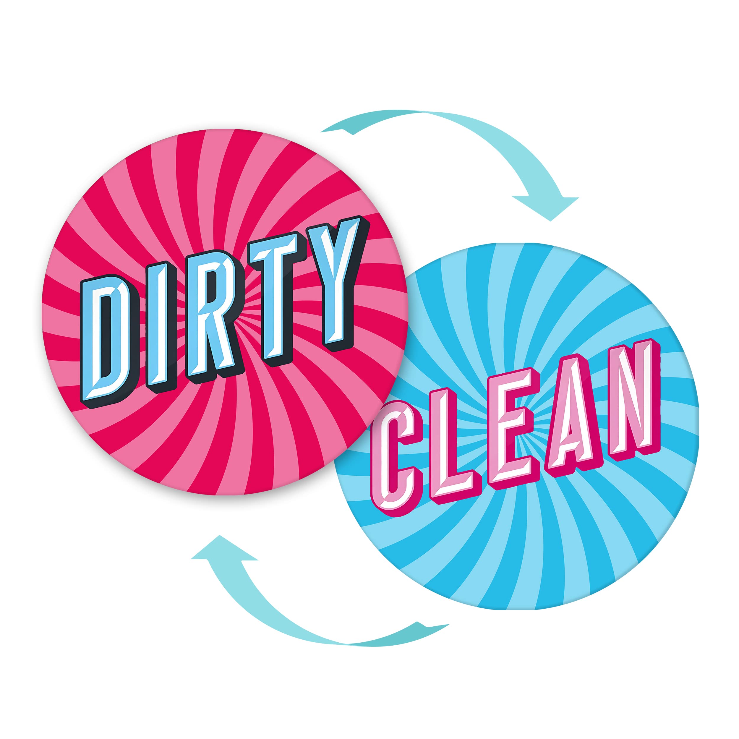 Dishwasher Magnet Clean Dirty Sign,Funny Fonts Kitchen Magnets,Double Sided Dirty Clean Sign for Dishwasher,Large, Strong, Cool Magnetic Gadgets for Kitchen,3.5''X3.5''