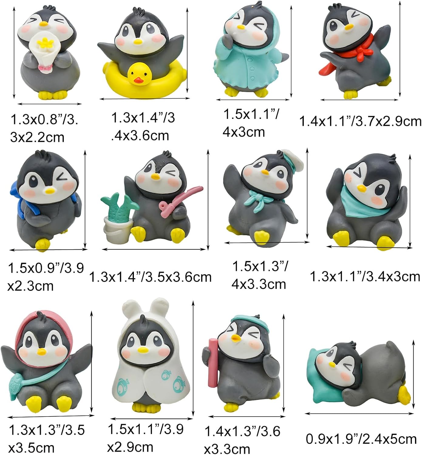 12Pcs Mini Cute Penguin Figurines Miniature Antarctica Animal Set Resin Winter Small Penguin Cake Toppers for DIY Birthday Fairy Garden Dollhouse Diorama Landscape - Image 3